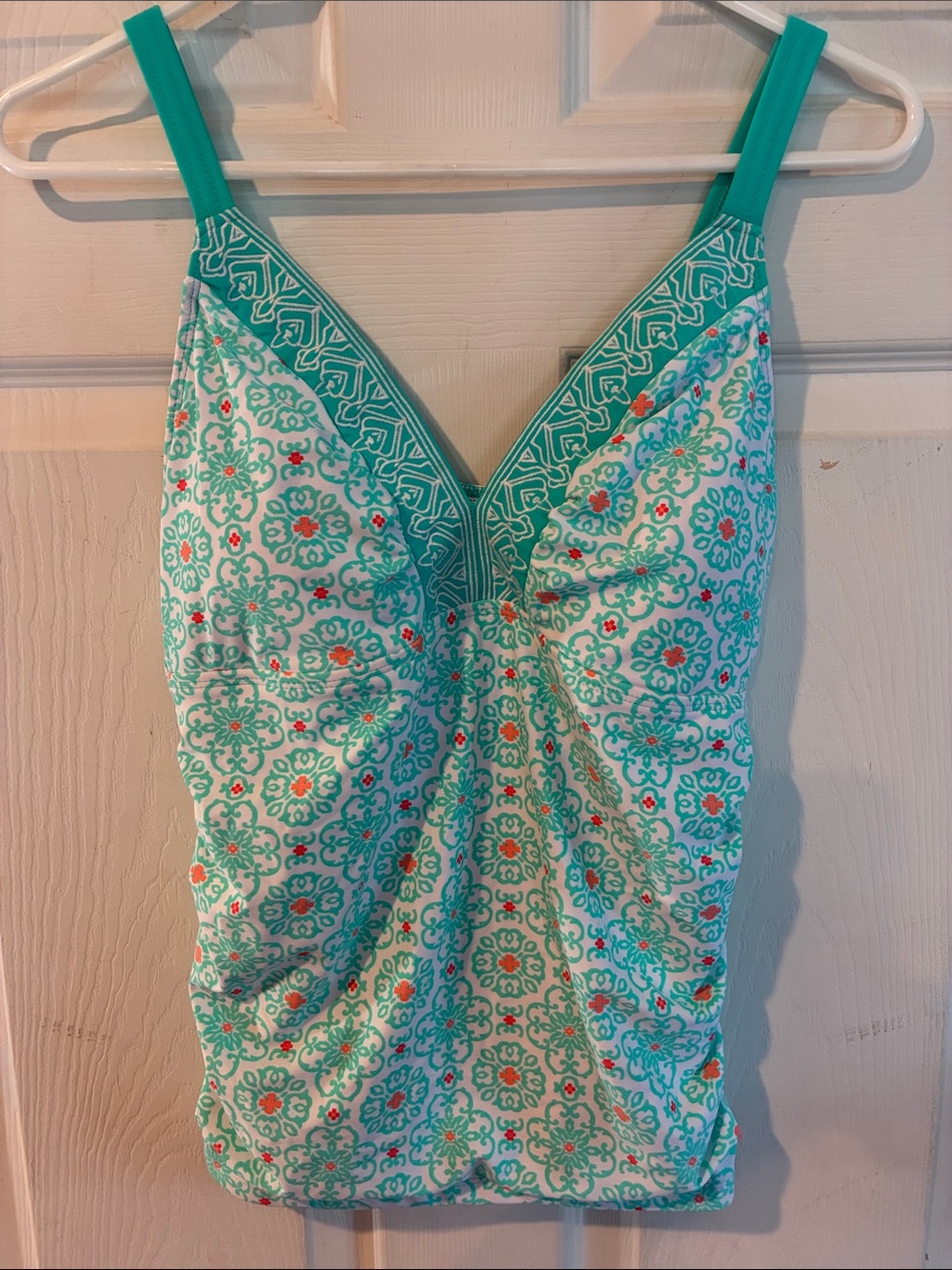 Talbots Cabana Life Size Medium Teal Patterned Swimsuit Top NWT